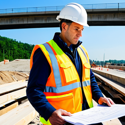 Home 8 **
"A professional civil engineer, fully clothed in appropriate attire, reviewing blueprints at a construction site with a partially built bridge in the background, safe for work, perfect anatomy, correct proportions, professional photography, high quality, daytime, bright lighting, modern equipment visible, professional."
**